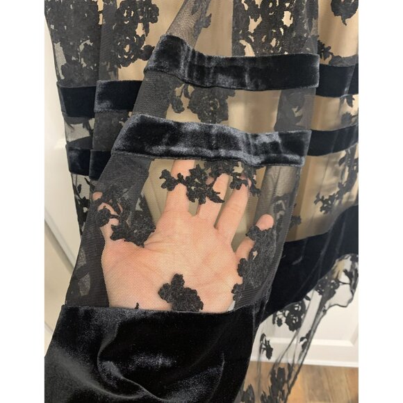 Taylor 6 Floral Velvet Mesh Sheer Whimsigoth Grunge Y2K Midi Dress - Picture 7 of 8